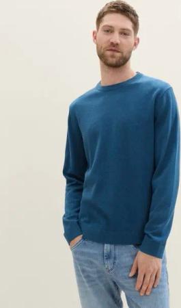 TOM TAILOR Strickpullover Strickpullover mit Rundhalsausschnitt mit Logo Stickerei