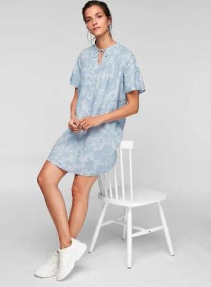 s.Oliver Minikleid Leinenkleid mit Biesenfalten