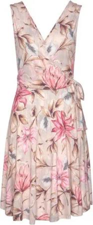 s.Oliver Druckkleid mit Bindeschleife seitlich, bequemes Wickelkleid, Sommerkleid
