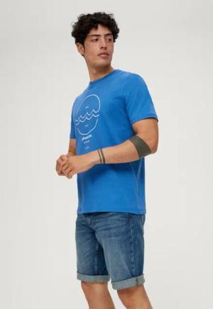 s.Oliver Stoffhose Regular: Denimshorts Label-Patch