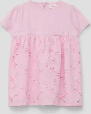 s.Oliver Jerseykleid Kleid mit Broderie Anglaise Schleife