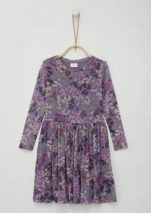 s.Oliver Minikleid Gemustertes Kleid aus unterlegtem Mesh Raffung