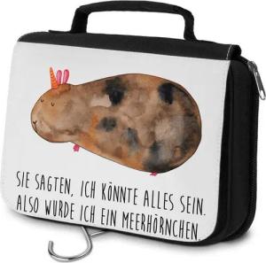 Mr. & Mrs. Panda Kulturbeutel Einhorn Meerschweinchen - Weiß - Geschenk, Schminkutensil, Einhörner, (1-tlg), Wasserabweisend