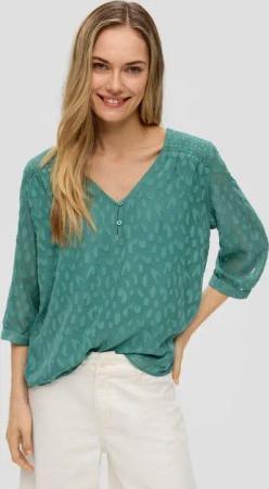s.Oliver Langarmbluse Chiffonbluse mit Smok-Detail Smok-Detail