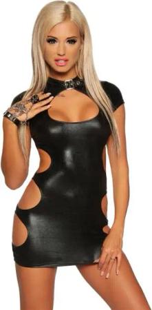 Saresia Minikleid Wetlook Minikleid Gogo Kleid Partykleid Clubkleid Chemise, Made in EU