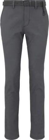 TOM TAILOR Denim Stoffhose Strukturierte Chinohose mit Gürtel - Straight Leg