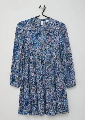 s.Oliver Minikleid Kleid mit All-over-Print und Crinkle-Struktur Raffung