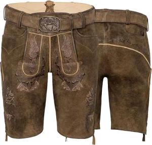 Spieth & Wensky Trachtenlederhose 253 Weikhard Herren Trachtenhose Lederhose kurzhose mit Gürtel Ziegenvelour