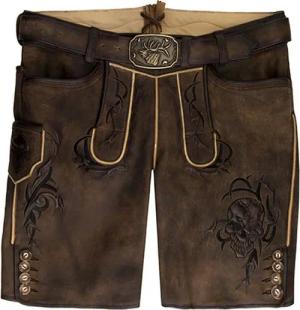 Spieth & Wensky Trachtenlederhose Demos Kurzhose Herren Trachtenhose Lederhose kurzhose Ziegenvelour bestickt
