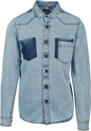 URBAN CLASSICS Outdoorhemd Urban Classics Herren Langarmhemd Denim Pocket