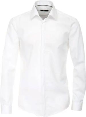 VENTI Smokinghemd Festliches Bräutigam Hochzeitshemd Langarm Kentkragen Uni Umschlagmanschette modern fit, weiß HL89, 44