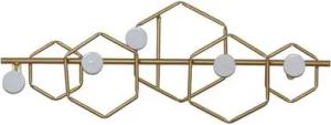 moebel-direkt-online Wandgarderobe Sally, aus Metall, goldfarben beschichtet, 5 Haken mit runden Holzknöpfen