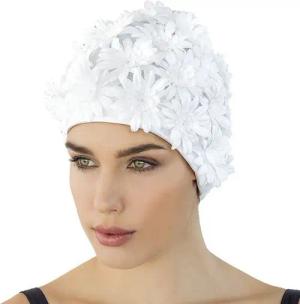 Fashy Badekappe Fashy - Badehaube Badekappe Blüten weiß (3454-10) Damen Bademode