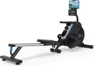 Capital Sports Rudermaschine Helios (Set, Tablethalterung,Kinomap-Integration), Magnet klappbar Bodenrollen Trainingscomputer LED