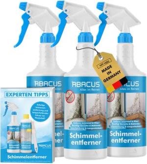ABACUS Anti-Schimmel-Spray, Schimmelex für Wand und Bad, Anti-Schimmel Schimmelentferner (inkl. Experten Tipps, [3-St. 3x750ml Sofortwirkung mit Langzeiteffekt)