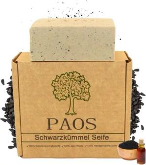 PAOS Feste Duschseife Schwarzkümmelöl Seife, Empfohlen bei Schuppenflechte, Neurodermitis, Ekzeme, Falten