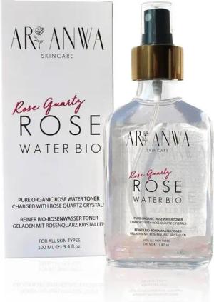 ARI ANWA Skincare Gesichtswasser Bio Rosenwasser Spray mit Rosenquarz, Gesichts- und Körperspray, Natürlich, bio, vegan, tierversuchsfrei, frei von Alkohol