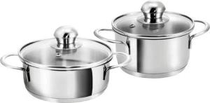 Kopf Topf-Set Parvus, Edelstahl (2-tlg), Kleine Töpfe, 12 + 14 cm, inkl. Deckel, Induktion, Set