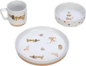 LÄSSIG Kindergeschirr-Set Little Mateys, spicy orange (3-tlg), 1 Personen, Porzellan, rutschfest
