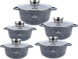 Zilner Topf-Set Graue Töpfe mit Keramik-marmorbeschichtung, Induktionstöpfe, Aluminium, Keramik (10-tlg)