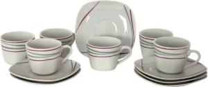 van Well Tasse 6er Set Espressotasse 10cl mit Espressountertasse 12,1cm Caviano, Porzellan