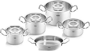 Fissler Topf-Set Original-Profi Collection®, Edelstahl 18/10 (Set, 5-tlg., Kochtopf 16/20/24 + Bratentopf 20cm + Servierpfanne 24cm), Made in Germany