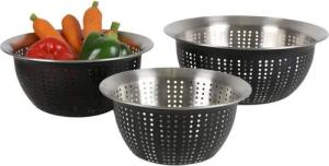 BURI Schüssel 6x 3tl.Siebschüsselset Edelstahl Schüsseln Kochen Backen, Edelstahl