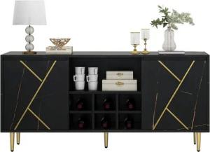 HAUSS SPLOE Sideboard Schubladenkommode, Sideboard Highboard Kommode (Eleganter 148x40x70 cm, Großer 200x35x60 cm), modernem Schwarz-Gold-Design