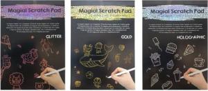 Spectrum Malblock 3 x Magisches Malbuch A5 mit 2 Stiften Gold, Glitter, Holo a 40 Blatt
