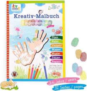 LK Trend & Style Malvorlage Kreativ-Malbuch mit oder ohne Fingerfarben bestellbar (Urlaub Reise Schlechtwettertage Unterwegs), Fingerstempel Farben, Hautverträglichkeit dermatologisch getestet