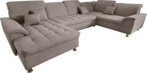 DOMO collection Wohnlandschaft Franzi wahlweise mit Kopfteilverstellung Bettfunktion, Bettkasten, im XXL-Format B/T/H: 352/214/80 cm, Steppung im Sitz, U-Form