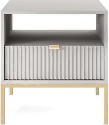 MOEBLO Nachttisch Light S54 (Nachtkommode mit gerillter Front, goldenen Metallbeinen & Schublade, Beistelltisch fürs Schlafzimmer), (HxBxT):56x54x39cm