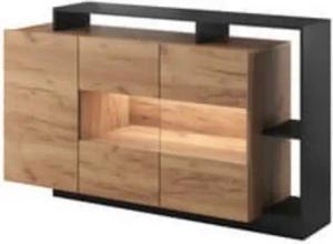 MOEBLO Kommode SK15 (Craft Eiche gold + anthrazit, Sideboard Wohnzimmer Kommode Schlafzimmer Komodenschrank Highboard Glasvitrine), B 155 / H 93,5 / T 44 cm