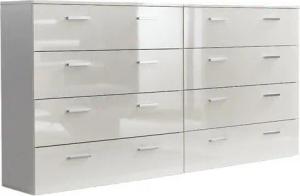 moebel-dich-auf Schubkastenkommode MALAGA Kommoden-Set 5 (Schubkastenkommode Sideboard Kommode, 2 Schubkastenkommoden), Fronten und Oberboden in weiß Hochglanz