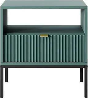 MOEBLO Nachttisch Light S54 (Nachtkommode mit gerillter Front, goldenen Metallbeinen & Schublade, Beistelltisch fürs Schlafzimmer), (HxBxT):56x54x39cm