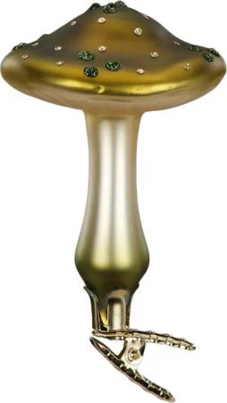 INGE-GLAS® Christbaumschmuck Wiesenpilz, Pilz auf Clip 9,5cm (1-tlg), mundgeblasen, handbemalt