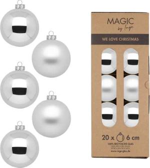 INGE-GLAS® Weihnachtsbaumkugel Christbaumkugeln Weihnachtskugeln Glas Ø 6 cm 20 Stück silber