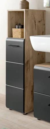 Inn.Furn Badkommode Cover (Badschrank in Schwarz mit Nox Eiche, halbhoch, 30 x 110 cm), mit 4 Fächern