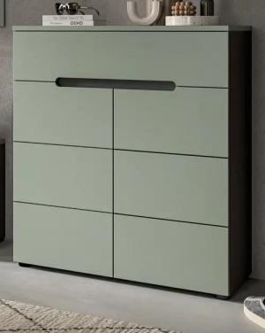 Inn.Furn Schuhkommode Cooper (Flurkommode in Salbei Grün und Basalt Grau, 80 x 94 cm), mit Vollauszug und Soft-Close-Funktion