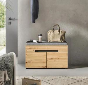 INOSIGN Sitzbank REHAT, TOPSELLER!, Breite 80cm, 2 Türen, 2 Fächer inkl. Sitzkissen (2-St., in verschiedenen Farben erhältlich), Garderobenbank, Flurbank, Dielenbank, Bank mit Stauraum, Bank