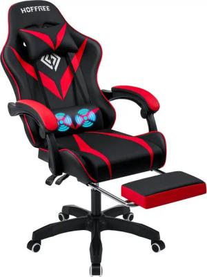 Insma Gaming-Stuhl (Bürostuhl mit Massagefunktion, Fußstütze, Kopfstütze), Maximale Belastung 90kg, Höhenverstellbar, 360° drehbar