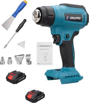 Insma Heißluftgebläse, 1600 in W, bis max. 650 °C, (mit 2 Akkus), Akku-Heißluftpistole mit LED-Display und verstellbarer Temperatur