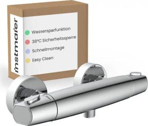 instmaier Brausethermostat Beatrice, Duschthermostat mit Verbrühschutz, Farbe Chrom