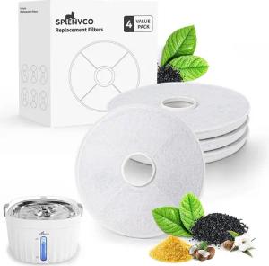 INTEBIKI Trinkbrunnen 4 PCS Katzenbrunnen Filter, Ersatzfilter mit Harz und Aktivkohle-Wasserfilter,Für Hunde und Katzen