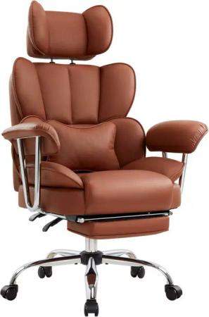 Intimate WM Heart Chefsessel Ergonomischer Bürostuhl, Höhenverstellbar Schreibtischstuhl (Gaming Stuhl mit dickem Kissen), PU-Leder Drehstuhl mit Kopfstützte und Fußstütze