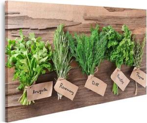 islandburner Leinwandbild Bild auf Leinwand Verschiedene Frische Kräuter Auf Holzuntergrund Wan