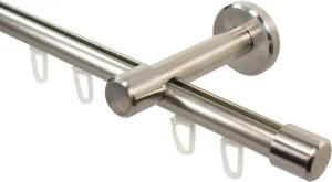 iso-design Gardinenstange Innenlauf 16 mm Farbe Edelstahl Wandabstand 7 cm Endstück Kappe, Ø 16 mm, 1-läufig, Fixmaß, mit Bohren, Aluminium, Innenlaufprofil mit Metallsäge kürzbar