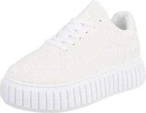 Ital-Design Modischer Sneaker mit Glitzerdetails für Damen Sneaker (91116900) Flach Sneakers Low in Weiß