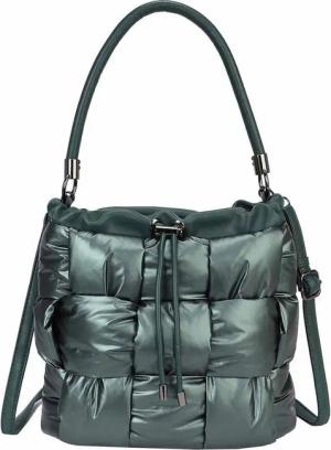 ITALYSHOP24 Schultertasche Damen Tasche Nylon Puffer Shopper Bucket Hobo Bag Crossover Freizeit, Umhängetasche CrossBody Beuteltasche Nylontasche City Bag Reise Leicht