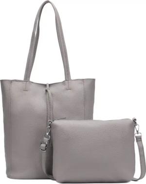 ITALYSHOP24 Schultertasche SET 2in1 Damen Tasche Umhängetasche XXL Shopper, Leichtgewicht Hobo + Crossbody Bag / Schmucktasche
